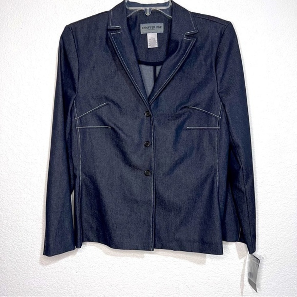 Chapter One Denim Comfort Stretch Blazer Business Jacket New 8 P